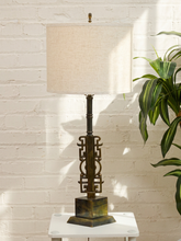 Load image into Gallery viewer, Pair of Brutalist Steel Table Lamps with Sculptural Geometric Bases
