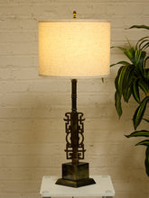 Load image into Gallery viewer, Pair of Brutalist Steel Table Lamps with Sculptural Geometric Bases
