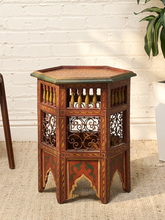 Load image into Gallery viewer, Vintage Moroccan Hand-Painted Hexagonal Side Table
