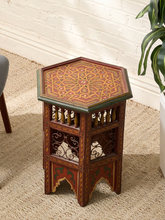 Load image into Gallery viewer, Vintage Moroccan Hand-Painted Hexagonal Side Table
