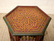 Load image into Gallery viewer, Vintage Moroccan Hand-Painted Hexagonal Side Table
