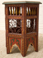 Load image into Gallery viewer, Vintage Moroccan Hand-Painted Hexagonal Side Table
