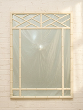 Load image into Gallery viewer, Vintage Hollywood Regency Faux Bamboo White Wall Mirror
