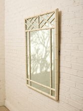 Load image into Gallery viewer, Vintage Hollywood Regency Faux Bamboo White Wall Mirror

