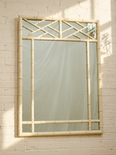Load image into Gallery viewer, Vintage Hollywood Regency Faux Bamboo White Wall Mirror

