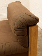 Load image into Gallery viewer, Vintage 1970s Oak Lounge Chair in Brown Upholstery
