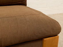 Load image into Gallery viewer, Vintage 1970s Oak Lounge Chair in Brown Upholstery
