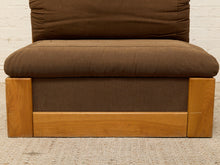Load image into Gallery viewer, Vintage 1970s Oak Lounge Chair in Brown Upholstery
