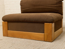 Load image into Gallery viewer, Vintage 1970s Oak Lounge Chair in Brown Upholstery
