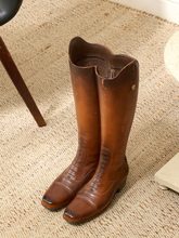 Load image into Gallery viewer, Vintage Leather Riding Boot Umbrella Stand with Equestrian Style

