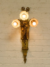Load image into Gallery viewer, Pair Vintage Louis XVI Style Figural Three-Light Wall Sconces

