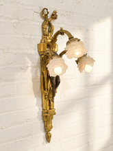 Load image into Gallery viewer, Pair Vintage Louis XVI Style Figural Three-Light Wall Sconces
