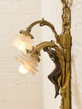 Load image into Gallery viewer, Pair Vintage Louis XVI Style Figural Three-Light Wall Sconces
