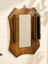 Load image into Gallery viewer, Antique Wood Shaving Mirror with Grooming Brushes
