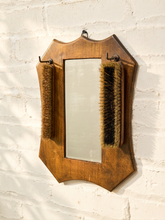 Load image into Gallery viewer, Antique Wood Shaving Mirror with Grooming Brushes
