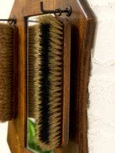 Load image into Gallery viewer, Antique Wood Shaving Mirror with Grooming Brushes

