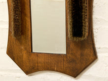 Load image into Gallery viewer, Antique Wood Shaving Mirror with Grooming Brushes

