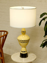 Load image into Gallery viewer, Vintage Mid-Century Atomic Ceramic Table Lamp with Cutout Base

