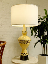 Load image into Gallery viewer, Vintage Mid-Century Atomic Ceramic Table Lamp with Cutout Base
