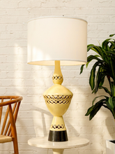 Load image into Gallery viewer, Vintage Mid-Century Atomic Ceramic Table Lamp with Cutout Base
