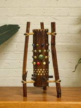 Load image into Gallery viewer, Vintage 1970s Bamboo &amp; Rattan Sculptural Table Lamp with Glass Cabochons
