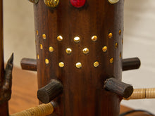 Load image into Gallery viewer, Vintage 1970s Bamboo &amp; Rattan Sculptural Table Lamp with Glass Cabochons
