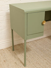 Load image into Gallery viewer, Vintage Deco Sage Green Writing Desk with Round Brass Pulls
