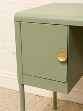 Load image into Gallery viewer, Vintage Deco Sage Green Writing Desk with Round Brass Pulls
