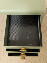 Load image into Gallery viewer, Vintage Deco Sage Green Writing Desk with Round Brass Pulls
