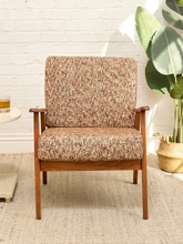 Load image into Gallery viewer, Vintage Mid-Century Modern Walnut Armchair in Textured Brown Upholstery
