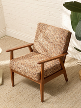 Load image into Gallery viewer, Vintage Mid-Century Modern Walnut Armchair in Textured Brown Upholstery
