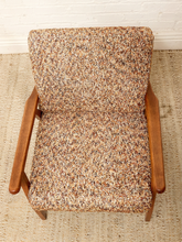 Load image into Gallery viewer, Vintage Mid-Century Modern Walnut Armchair in Textured Brown Upholstery
