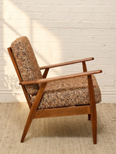 Load image into Gallery viewer, Vintage Mid-Century Modern Walnut Armchair in Textured Brown Upholstery
