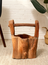 Load image into Gallery viewer, Vintage Rustic Hand-Carved Log Wood Bucket with Handle
