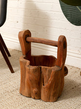 Load image into Gallery viewer, Vintage Rustic Hand-Carved Log Wood Bucket with Handle
