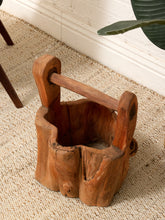 Load image into Gallery viewer, Vintage Rustic Hand-Carved Log Wood Bucket with Handle
