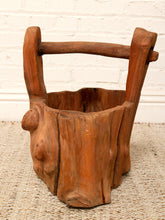 Load image into Gallery viewer, Vintage Rustic Hand-Carved Log Wood Bucket with Handle
