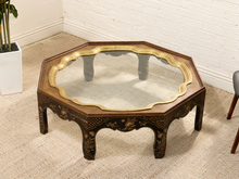 Load image into Gallery viewer, Vintage Chinoiserie Octagonal Glass Top Coffee Table
