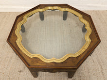 Load image into Gallery viewer, Vintage Chinoiserie Octagonal Glass Top Coffee Table
