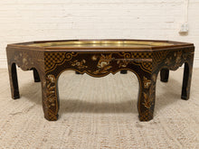 Load image into Gallery viewer, Vintage Chinoiserie Octagonal Glass Top Coffee Table
