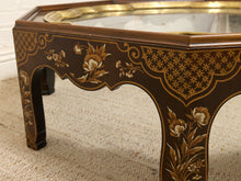 Load image into Gallery viewer, Vintage Chinoiserie Octagonal Glass Top Coffee Table
