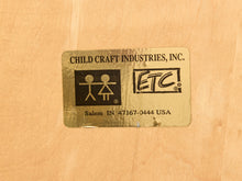 Load image into Gallery viewer, A rectangular metallic gold brand label for Child Craft Industries, Inc. (ETC.
