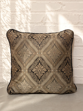 Load image into Gallery viewer, Palazzo Damask Accent Pillow with Black Cord Trim
