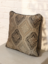 Load image into Gallery viewer, Palazzo Damask Accent Pillow with Black Cord Trim
