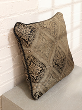 Load image into Gallery viewer, Palazzo Damask Accent Pillow with Black Cord Trim
