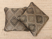 Load image into Gallery viewer, Palazzo Damask Accent Pillow with Black Cord Trim
