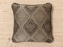 Load image into Gallery viewer, Palazzo Damask Accent Pillow with Black Cord Trim
