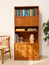 Load image into Gallery viewer, Vintage Danish Modern Teak Wall Unit - Secretary Cabinet
