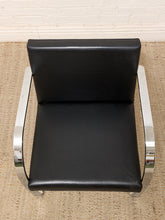 Load image into Gallery viewer, Mies van der Rohe Flat Bar Brno Chair in Black Leather &amp; Chrome
