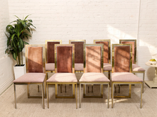 Load image into Gallery viewer, Set of 8 Vintage 1970s Brass &amp; Chrome Geometric Dining Chairs
